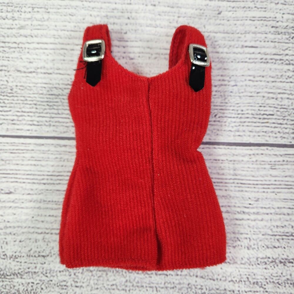 Vtg Barbie Fashion Avenue Boutique Red Corduroy Buckle Straps Romper #14362